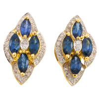 Sapphire and diamond marquise sdud earrings in 18 carat gold