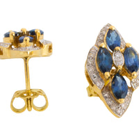 Sapphire and diamond marquise sdud earrings in 18 carat gold