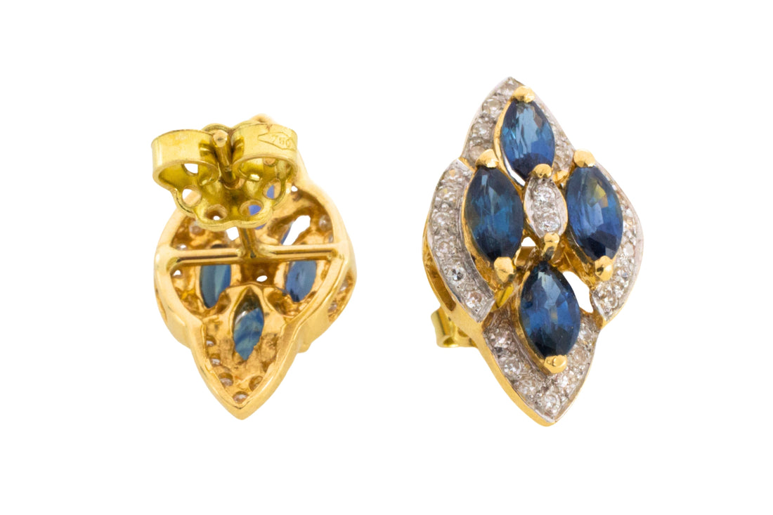 Sapphire and diamond marquise sdud earrings in 18 carat gold