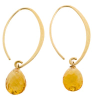 Citrine pendant hoop earrings-Earrings-The Antique Ring Shop
