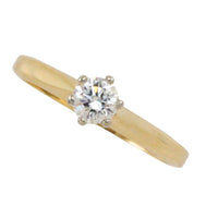 Diamond solitaire ring in 14 carat gold
