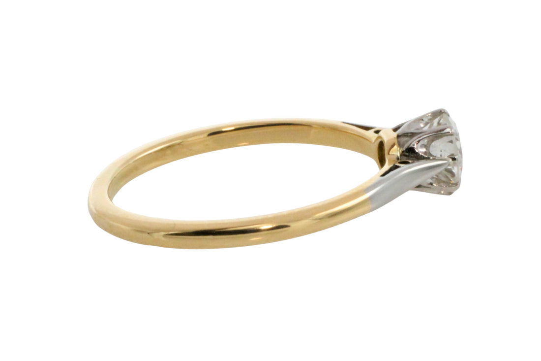Diamond solitaire rig in plainum and gold-engagement rings-The Antique Ring Shop