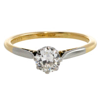 Diamond solitaire rig in plainum and gold-engagement rings-The Antique Ring Shop