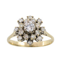 Snow flake diamond cluster ring in 14 carat gold-Vintage Rings-The Antique Ring Shop