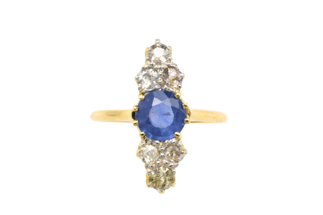 Victorian sapphire and old cut diamond ring-The Antique Ring Shop