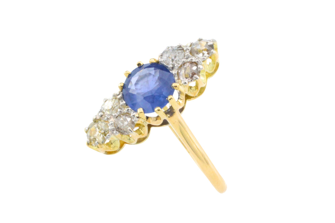 Victorian sapphire and old cut diamond ring-The Antique Ring Shop