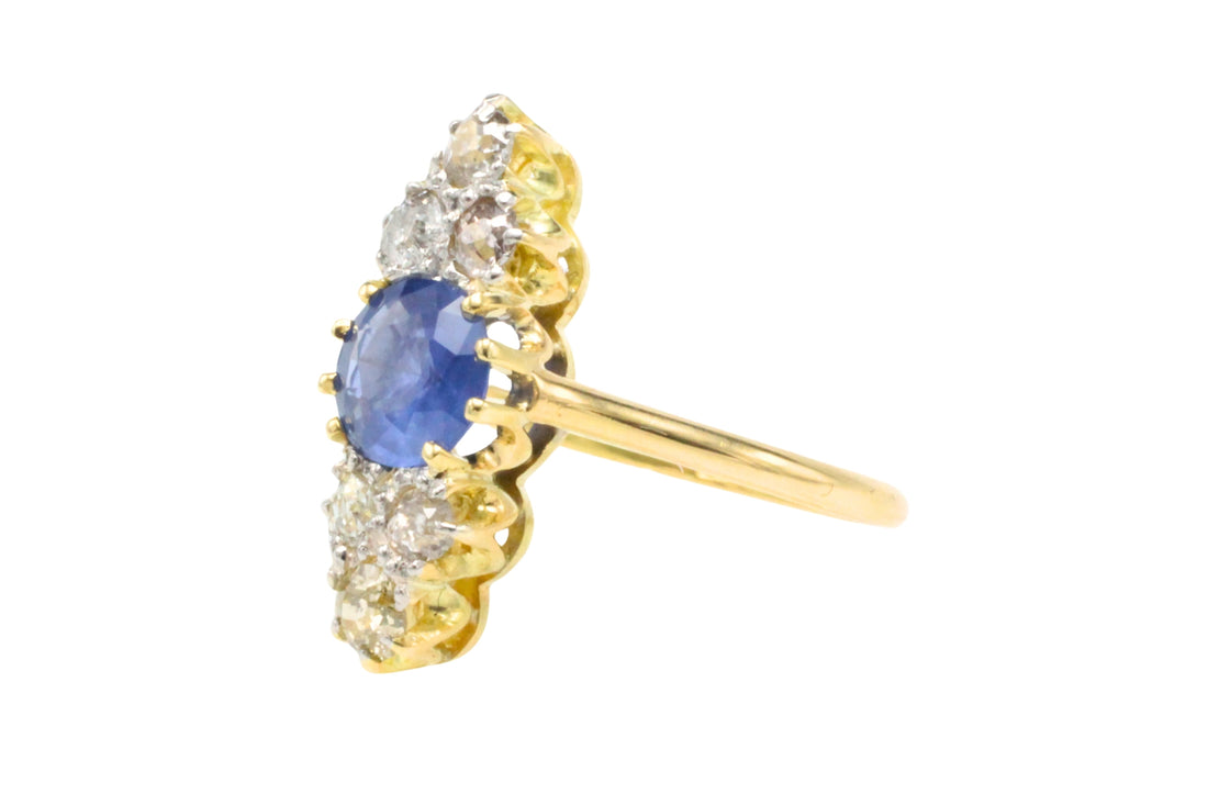 Victorian sapphire and old cut diamond ring-The Antique Ring Shop