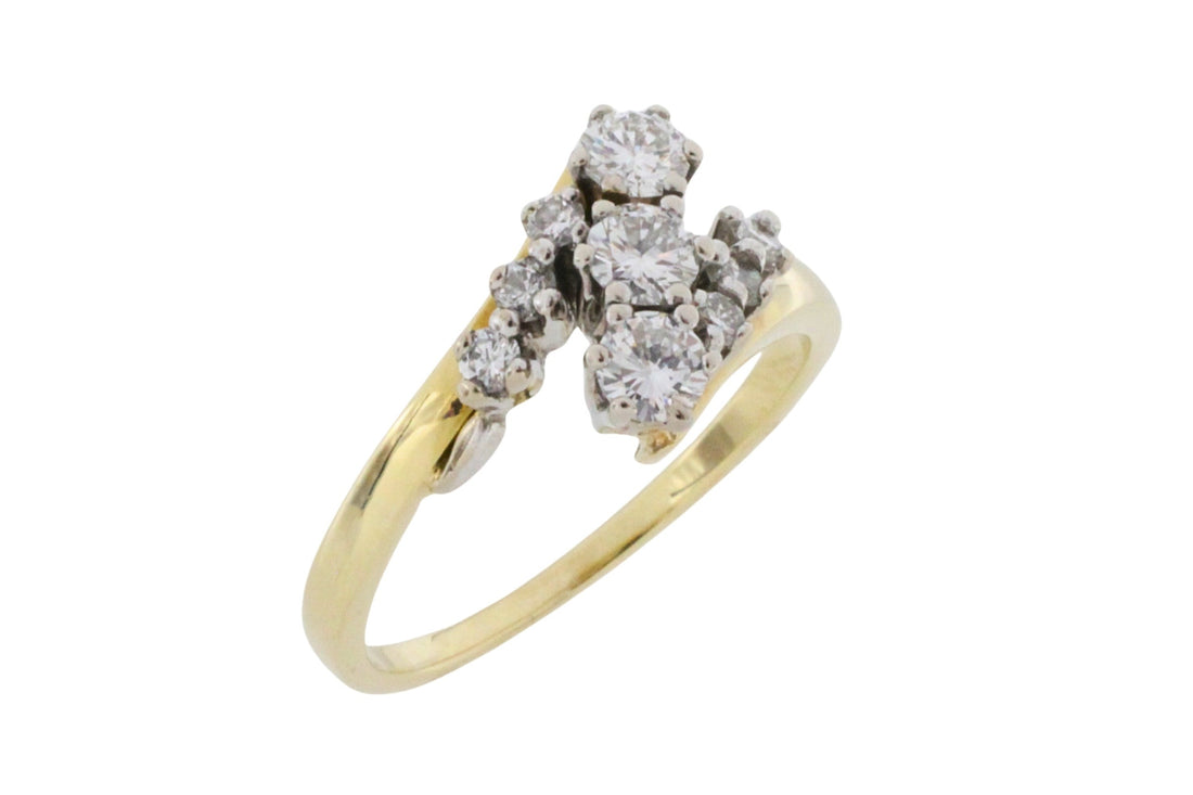 Diamond zig zag ring in 18 carat gold-Vintage Rings-The Antique Ring Shop