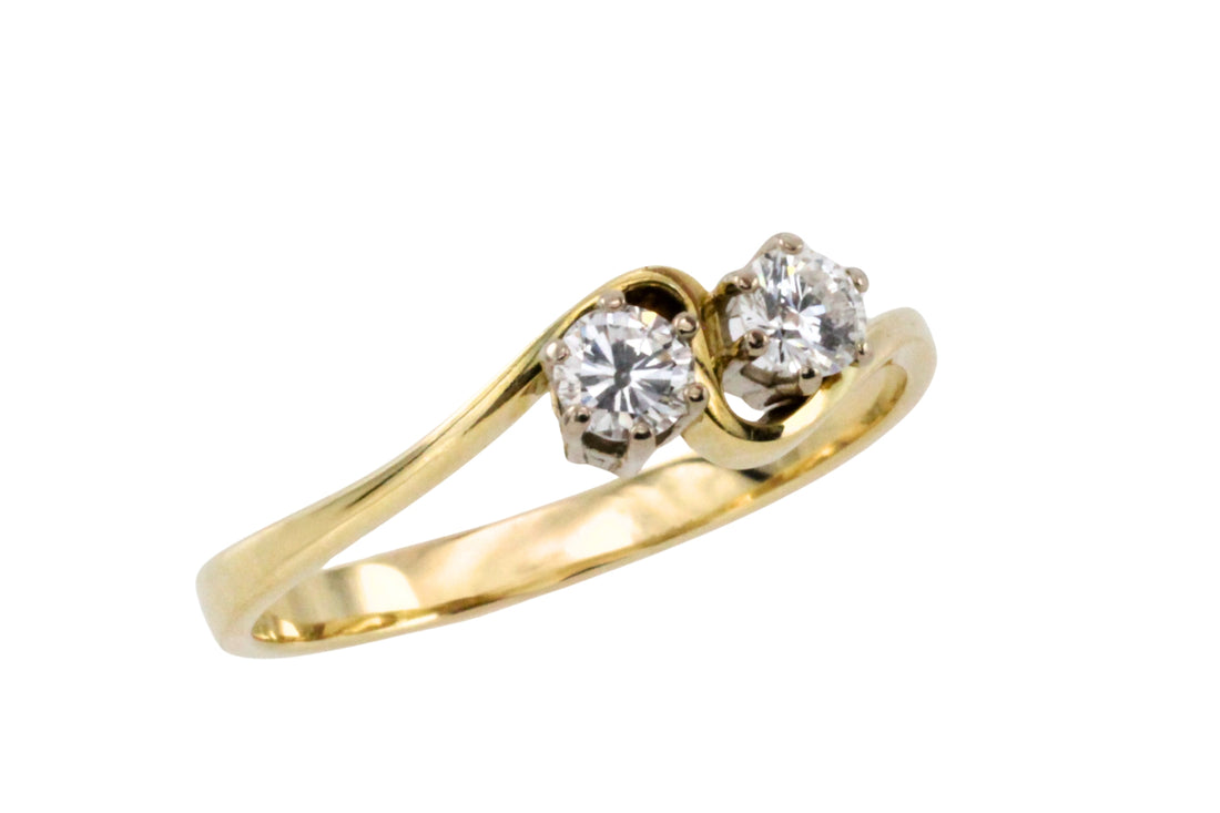 Diamond swirl ring in 14 carat gold-Vintage Rings-The Antique Ring Shop