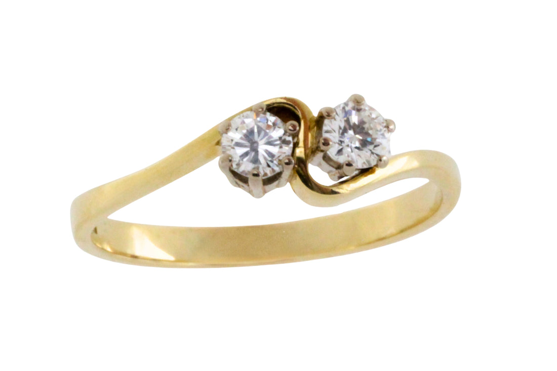 Diamond swirl ring in 14 carat gold-Vintage Rings-The Antique Ring Shop