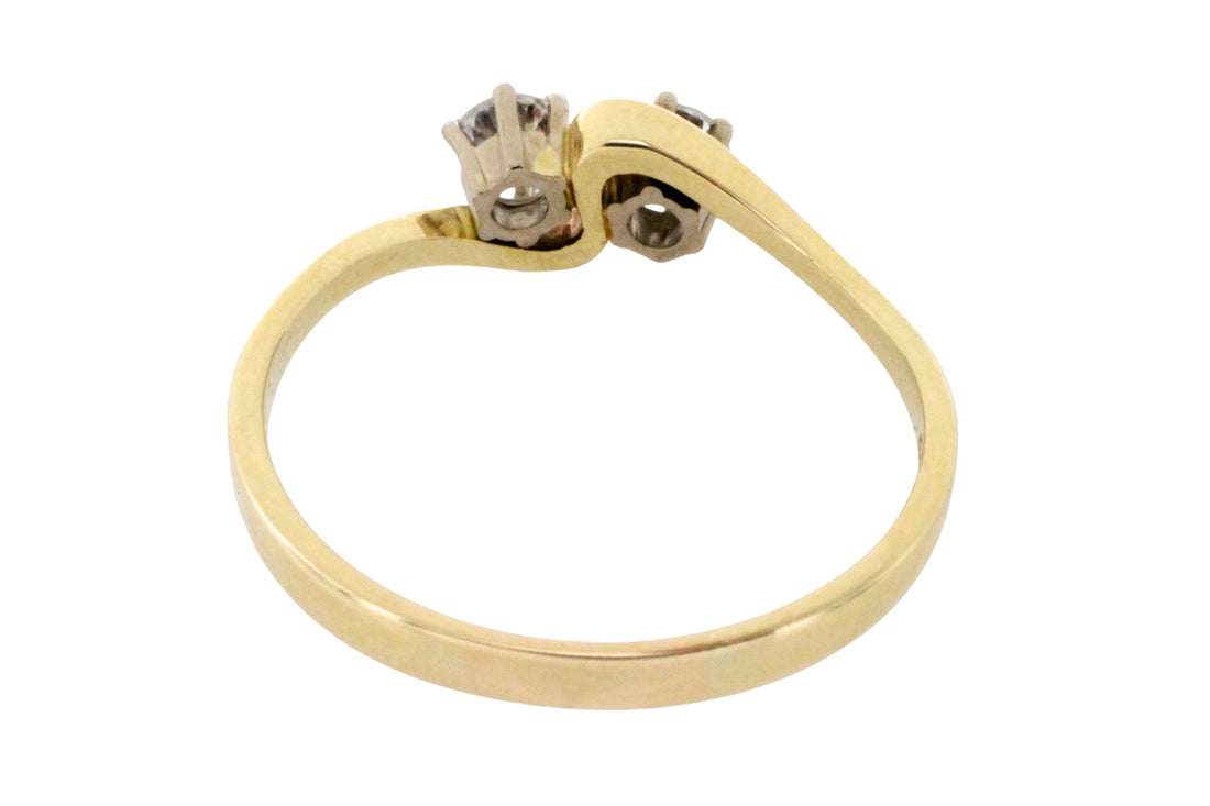 Diamond swirl ring in 14 carat gold-Vintage Rings-The Antique Ring Shop