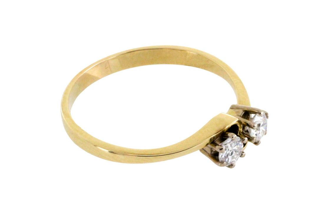 Diamond swirl ring in 14 carat gold-Vintage Rings-The Antique Ring Shop