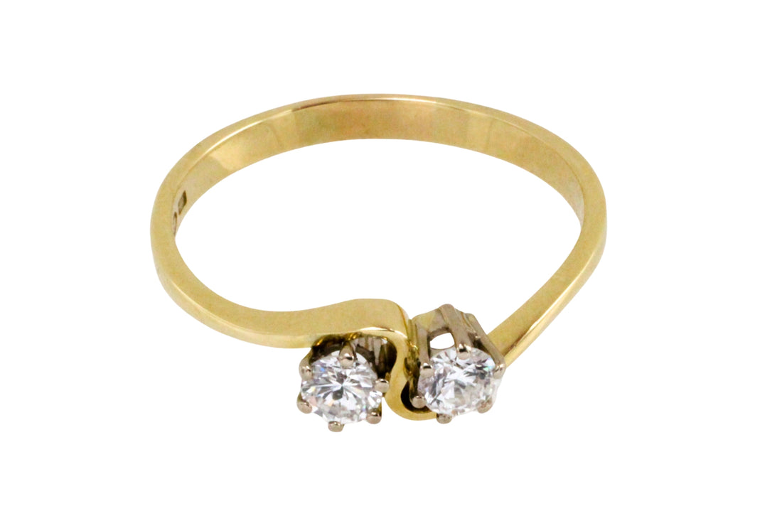 Diamond swirl ring in 14 carat gold-Vintage Rings-The Antique Ring Shop