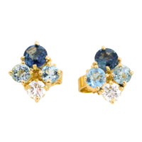 Aquamarine diamond and sapphire studs-Earrings-The Antique Ring Shop