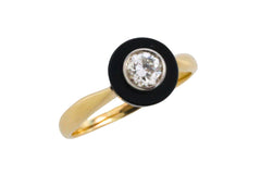 Vintage onyx and old cut diamond solitaire ring-engagement rings-The Antique Ring Shop