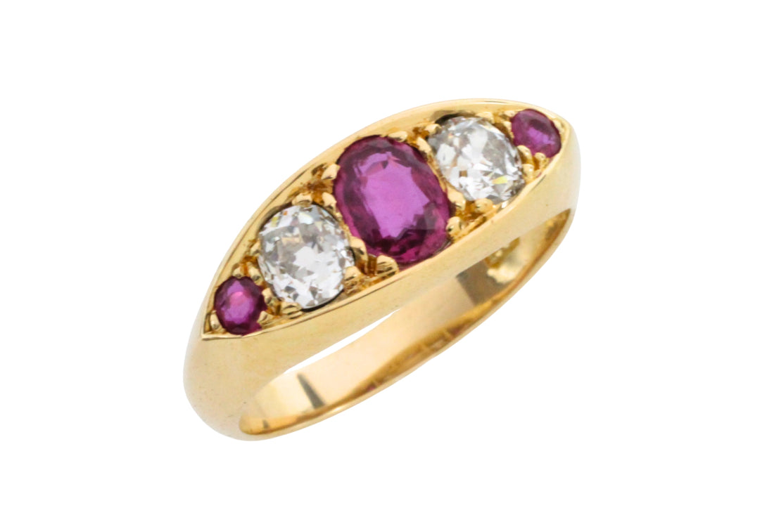 Victorian ruby and old mine cut diamond ring