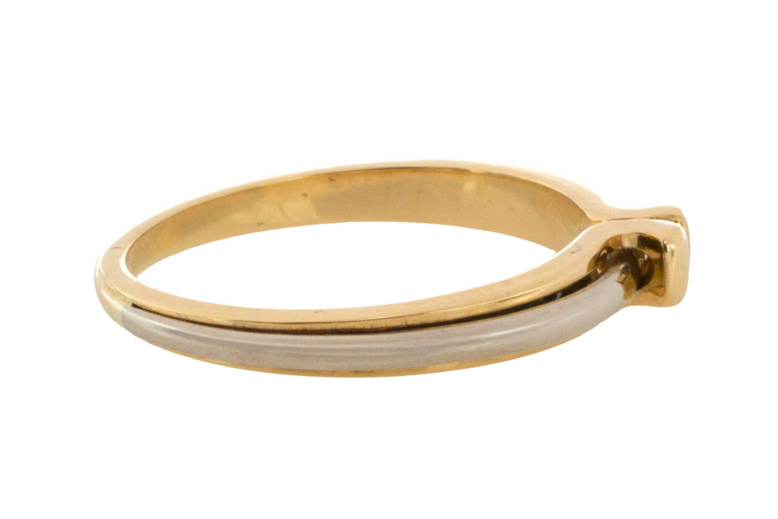 Vintage yellow and white diamond gold solitaire ring