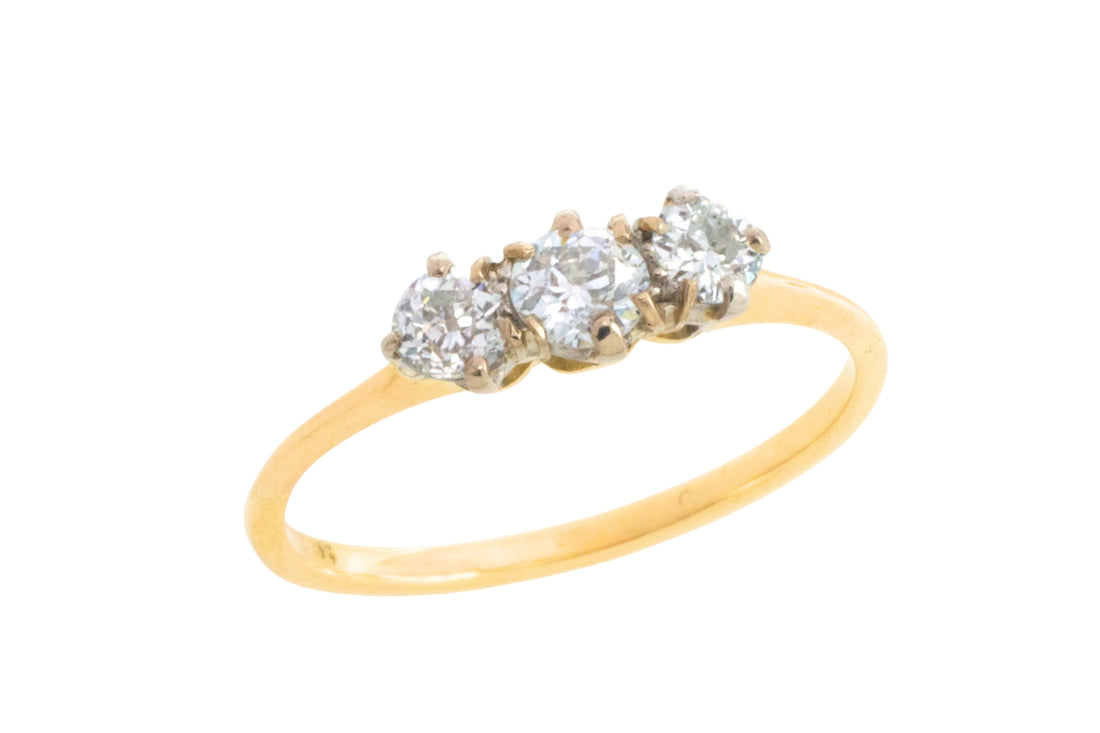 Edwardian old cut diamond ring in 18 carat gold