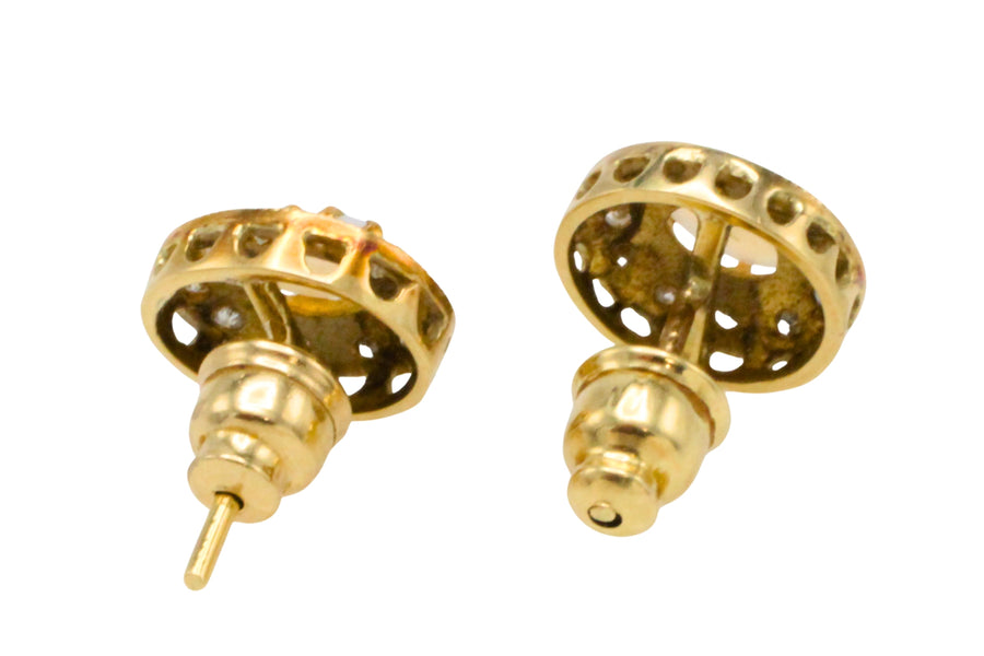Vintage opal and diaomond studs