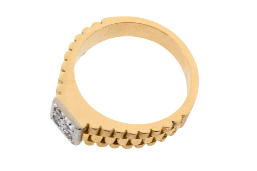 Watch band style ring with diamonds-gents rings-The Antique Ring Shop