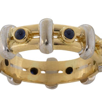 Cabochon sapphire band in yellow and white gold-wedding rings-The Antique Ring Shop