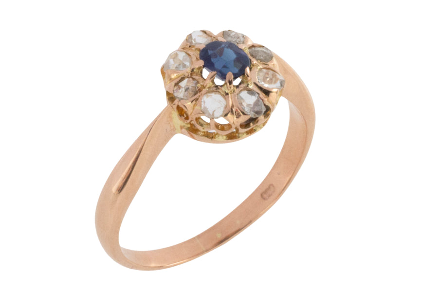 Antique rose diamond and sapphire ring-Antique rings-The Antique Ring Shop