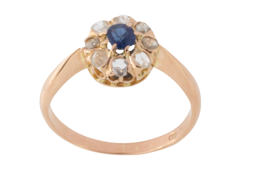 Antique rose diamond and sapphire ring-Antique rings-The Antique Ring Shop