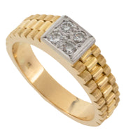 Watch band style ring with diamonds-gents rings-The Antique Ring Shop