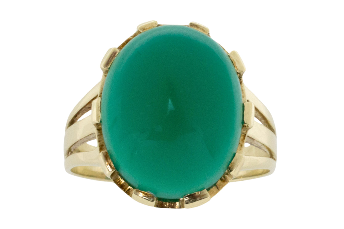 Vintage cabochon chrysoprase ring-Vintage Rings-The Antique Ring Shop