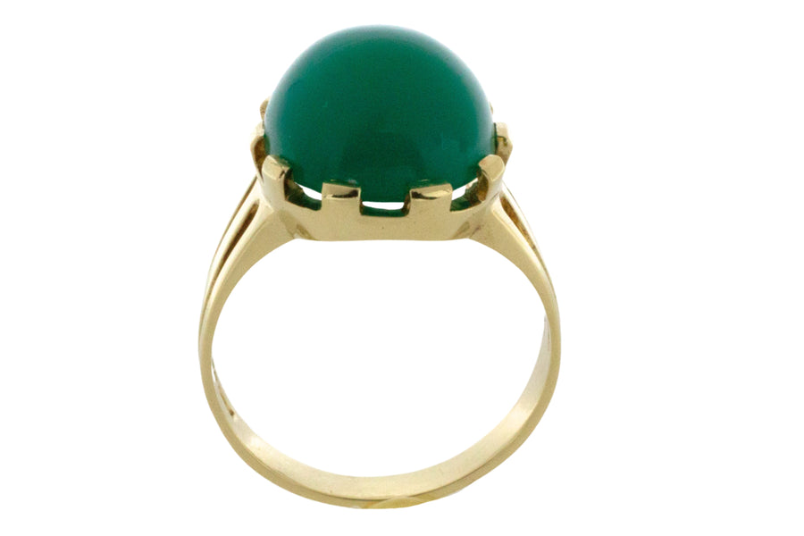 Vintage cabochon chrysoprase ring-Vintage Rings-The Antique Ring Shop