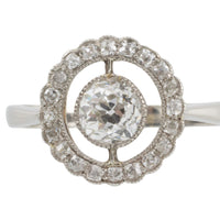 Platinum target ring with old cut diamonds-engagement rings-The Antique Ring Shop