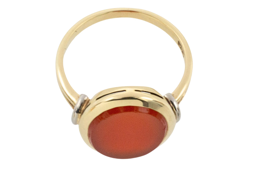 Vintage carnelian signet ring-Vintage Rings-The Antique Ring Shop