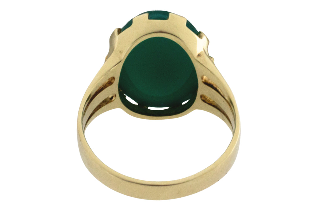 Vintage cabochon chrysoprase ring-Vintage Rings-The Antique Ring Shop