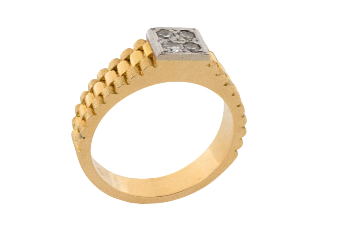 Watch band style ring with diamonds-gents rings-The Antique Ring Shop