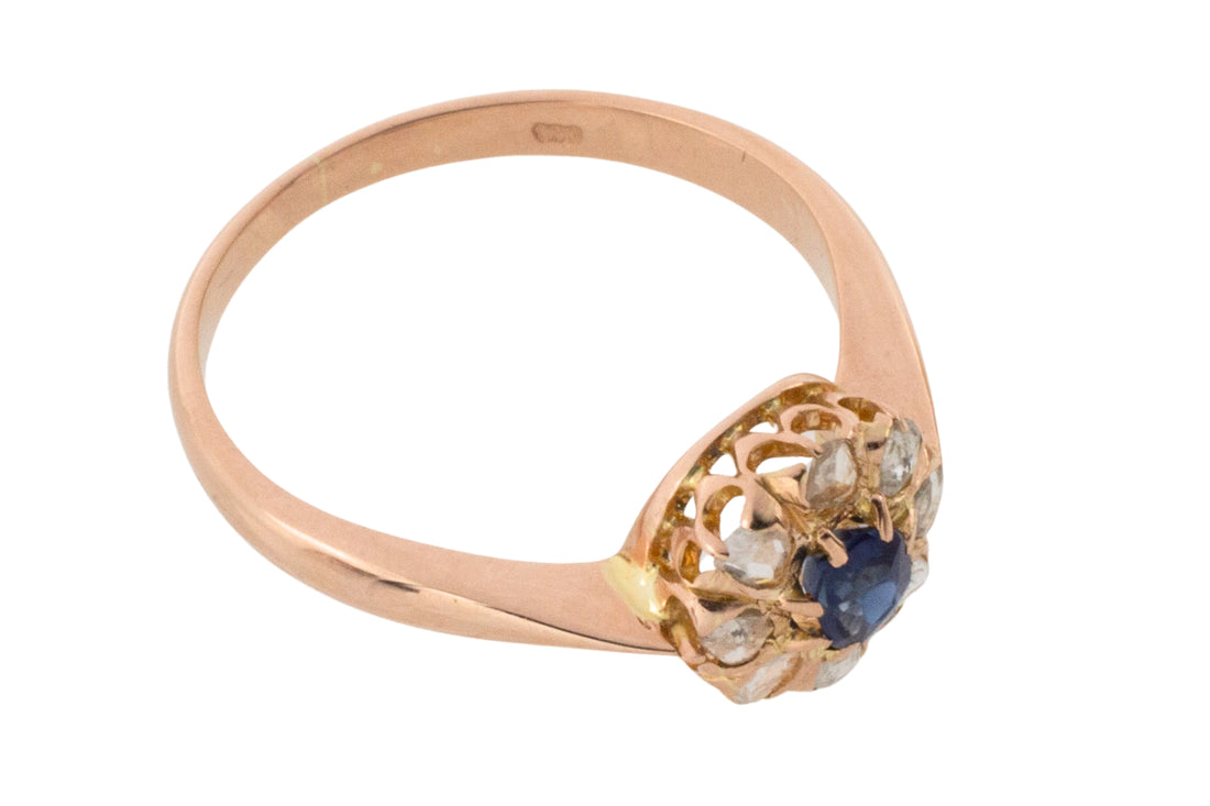 Antique rose diamond and sapphire ring-Antique rings-The Antique Ring Shop