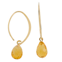 Citrine pendant hoop earrings-Earrings-The Antique Ring Shop
