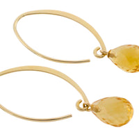 Citrine pendant hoop earrings-Earrings-The Antique Ring Shop