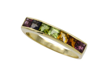 Multi gem ring in 14 carat gold