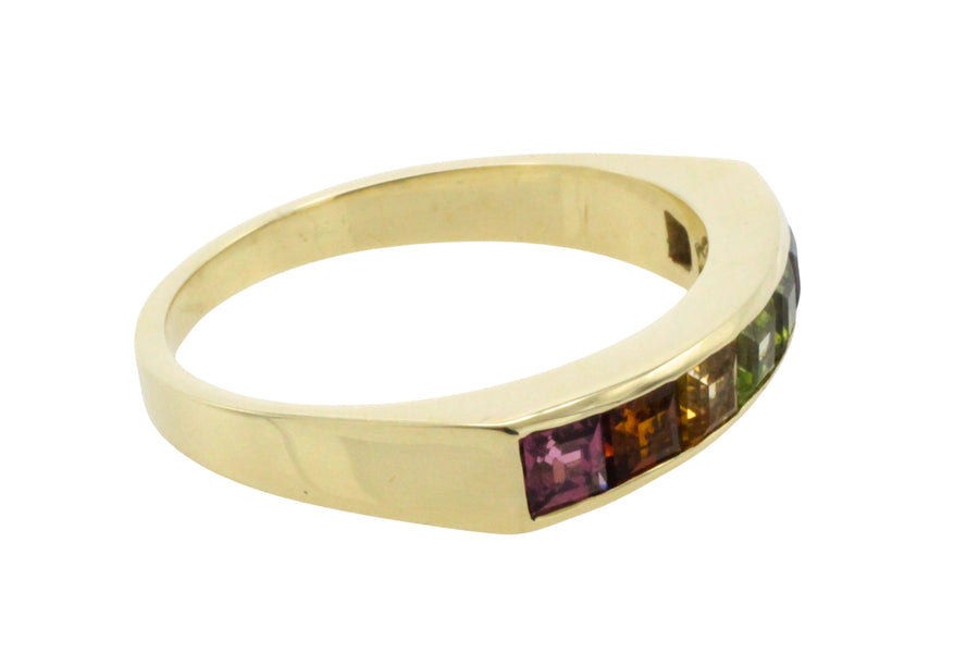 Multi gem ring in 14 carat gold