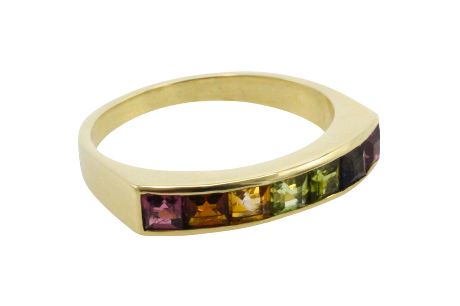 Multi gem ring in 14 carat gold
