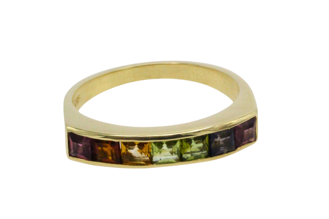 Multi gem ring in 14 carat gold