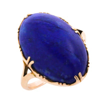 Cabochon lapiz ring in 14 carat gold