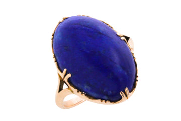 Cabochon lapiz ring in 14 carat gold