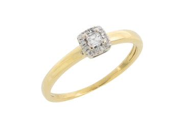 Princess and brilliant cut diamond ring-engagement rings-The Antique Ring Shop