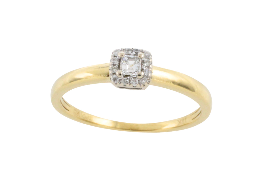 Princess and brilliant cut diamond ring-engagement rings-The Antique Ring Shop