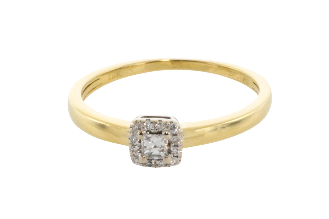 Princess and brilliant cut diamond ring-engagement rings-The Antique Ring Shop