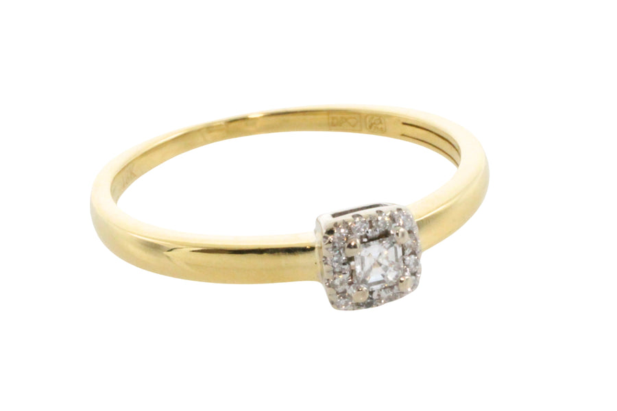 Princess and brilliant cut diamond ring-engagement rings-The Antique Ring Shop
