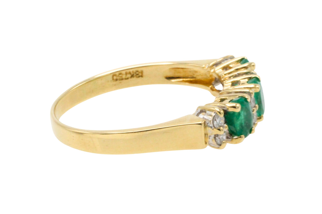 Emerald and diamond ring in 18 carat gold-Vintage Rings-The Antique Ring Shop