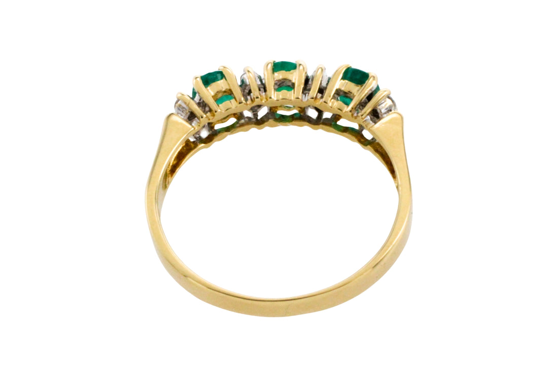 Emerald and diamond ring in 18 carat gold-Vintage Rings-The Antique Ring Shop