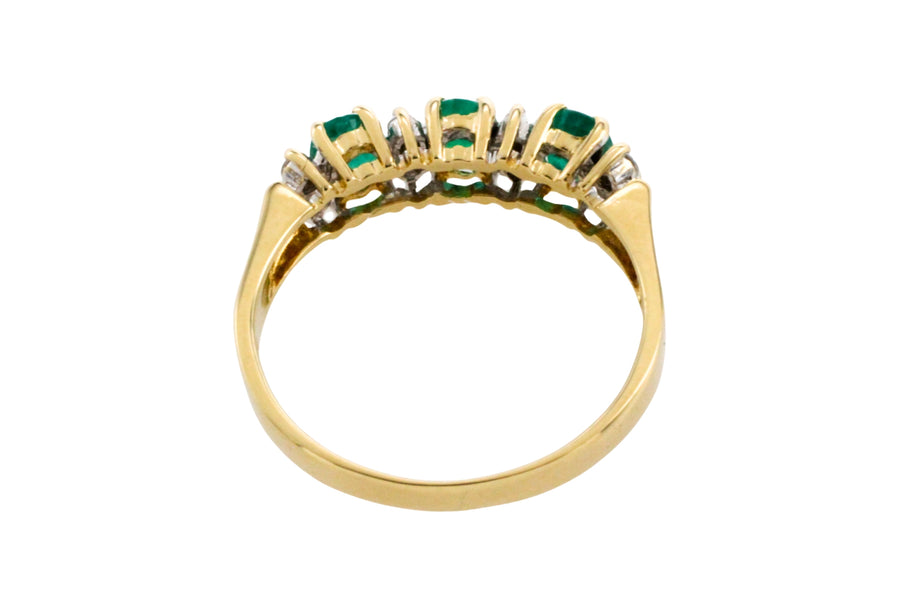 Emerald and diamond ring in 18 carat gold-Vintage Rings-The Antique Ring Shop